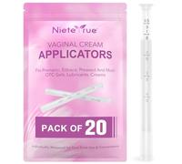 Nieteyrue Updated Disposable Cream Applicators for Vaginial (20 Packs) Dosage Markings Round Tip Individually Wrapped Fit to Most Lub-ric-ants, Cream, or Gels, Feminine Care Vaginial Applicators