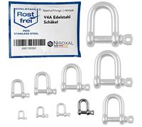 NietFullThings 1 pieces 7-mm Stainless steel shackles made of V4A short straight robust shape breaking load 2.200 kg Shackles 7x23,5-mm