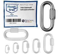 NietFullThings 12 mm Stainless Steel Screw Connector V4A Screw Carabiner Chain Connector 4,500 kg Screw Link Quick Release Key Rings Emergency Link