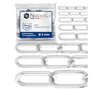 NietFullThings 2 pieces 50 cm = 0.5 m 2 mm thick stainless steel chain V4A long link in one piece anchor chain DIN 5685 DIN 763 sold by the metre rust-proof NIRO INOX link chain barrier chain 0.5 m