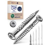 NietFullThings 200 Pieces 5x40 V2A Stainless Steel Torx Wood Screws, Terrace Screws, M5 x 40mm, Ø5 x L40 P26