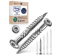 NietFullThings 5x50mm Stainless Steel Wood Screw, 25 Pieces, 50mm Length, 5mm Diameter, Torx Drive, Partially Threaded, 32mm Thread Length, Socket Head, V2A Stainless Steel, ETA Approved