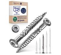 NietFullThings 5x60mm V2A Stainless Steel Torx Socket Head Wood Screws, 50 Pieces, 5mm x 60mm, 39mm Partial Thread