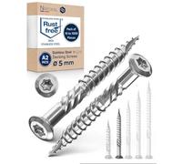 NietFullThings Decking Screws Stainless Steel A2 (304) Torx Wood Screws 5x50 mm Deck Screws for Wood Outdoor Pack of 10