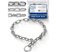 NietFullThings Slip Chain Dog Collar with Pull Stop - Stainless Steel Training Chain - Short Links 5 mm - Head Size 35-40 cm - Total Length 50 cm