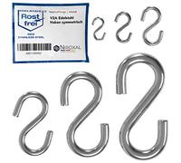 NietFullThings Stainless Steel Symmetrical S Hooks V2A Heavy Duty Hooks for Hanging Kitchen Storage Garden 8 mm x 64 mm Pack of 2