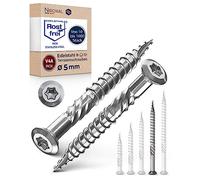 NietFullThings Stainless Steel Wood Screws, 5mm x 70mm, 100 Pieces, Torx Drive, V4A Thread, Lens Head, 70mm Length, 5mm Diameter, 46mm Partial Thread, Wood Screw