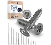 NietFullThings Torx Wood Screws, Stainless Steel V2A/A2, 6 x 80 mm, Chipboard Screws, Partial Thread, 6 mm Thick, 80 mm Long, Pack of 50