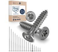 NietFullThings Wood Screws Torx Stainless Steel V2A Rustproof 6 x 40 Chipboard Screws for Wood Partial Thread 6 mm Thick 40 mm Long Pack of 4
