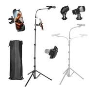 Nietoto 2 in 1 Foldable Microphone & Ipad Tripod Stand with Phone/Tablet Holder, 82’’ Tall Height Adjustable Mic Stand Boom, For Singing, Performance, Karaoke, Speech, Stage and Outdoor with Carry Bag