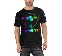 NIETRET Men's Dj Tiesto Music Merch T-Shirt Multi-Faceted Printed Short Sleeve Shirts Round Neck Graphic Tee Tops Black 3XL