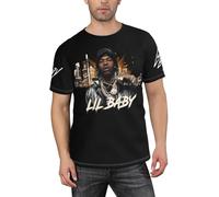 NIETRET Men's Rapper Lil Hip Hop Baby T-Shirt Multi-Faceted Printed Short Sleeve Shirts Round Neck Graphic Tee Tops Black L