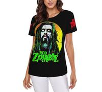 NIETRET Women's Music Zombies Multi-Faceted Printed T-Shirt Short Sleeve Shirts Round Neck Graphic Tee Tops Black L