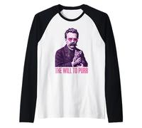 Nietzsche Cat Will to Purr Funny Philosophy Raglan Baseball Tee