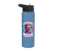Nietzsche's Mustache Beyond Good and Evil Quote Philosophy Stainless Steel Insulated Water Bottle