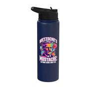 Nietzsche's Mustache Beyond Good and Evil Quote Philosophy Stainless Steel Insulated Water Bottle