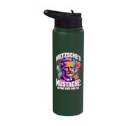 Nietzsche's Mustache Beyond Good and Evil Quote Philosophy Stainless Steel Insulated Water Bottle