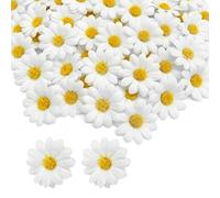 Nievajio 120 Pcs Artificial White Daisy Flowers Heads - Realistic Silk Daisies with Hollow Stem for DIY Wedding Bouquet Wreath Home Party Decoration Craft Making