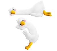 Nievajio 2pcs Mini Resin Goose Figurine, Cute Desk Accessories Tiny Silly Goose Desk Decor, 3D Craft Resin Sculpture, Perfect for Display in Cars, Homes and Offices