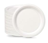 NIEVAN 10 Inch Disposable White Paper Plates 500Pcs - Sturdy, Microwave-Safe, Heavy Duty, Biodegradable & Compostable, Ideal Lunch & Dinner Plates for Weddings, Festivals, Kids’ Parties and Office