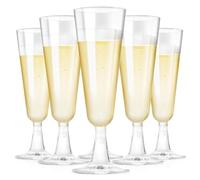 NIEVAN 300 x Premium Plastic Champagne Flutes 100ml - Elegant Reusable Prosecco Flutes, Shatterproof Plastic Wine & Cocktail Glasses for Christmas, New Year’s, Weddings, Birthdays & Parties