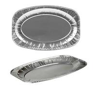 NIEVAN Aluminum Foil Platter Oval Disposable Plate 22", Lightweight and Durable Catering Tray for Buffets, Events, Outdoor Dining, and Food Serving, Recyclable and Disposable Serving Plate, Pack 2