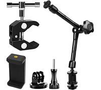 Niewalda Magic arm Camera Mount ，articulating arm- 11 Inch Metal Adjustable Friction Articulated arm with Super Clamp/Phone Clip, for Various Action Camera/DSLR/LCD Monitor/LED Lights/Cell Phone