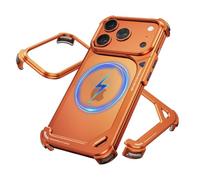 NIFBANG 9 Case for iPhone 17 Pro Bumper Case,Compatible with MagSafe,Minimalist Slim No Back Heat Dissipation,Aluminum Frameless Airbags Shockproof Protective for i Phone 17 Pro Cover(Cosmic Orange)