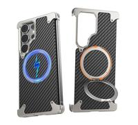NIFBANG Aramid Fibre Case for Samsung Galaxy S25 Ultra with Magsafe, 360° Rotating Magnetic Stand, Frameless Thin Mobile Phone Case, Shockproof Protective Case for Samsung S 25 Ultra Phone Case
