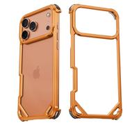 NIFBANG for iPhone 17 Pro Max Phone Case,Aluminum Thin Slim No Back Cases Compatible with MagSafe,Metal Frameless 4 Corner Airbag Shockproof Protective Bumper Cover for iPhone 17 Promax(Cosmic Orange)
