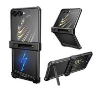 NIFBANG Frameless for Samsung Galaxy Z Flip 7 Case with Kickstand,Compatible with Magsafe,Aluminum Metal Slim Thin Heat Dissipation Shockproof Protective Bumper Case for Galaxy Z Flip 7 Cover(Black)