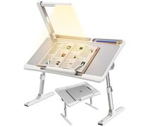 NIFBANG Laptop Tray Folding Bed Table with LED Light,Adjustable Height Lap Desks,Portable Foldable Laptop Desk for Sofa,Travel Car Seat Table Tray for Study,Eating Breakfast,Work,Reading Book Holder