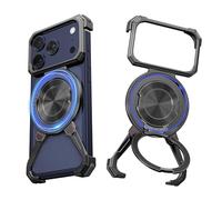 NIFBANG X Shape for iPhone 17 Pro Max Phone Case,Frameless Metal with Ring Stand,360°Rotating Magnetic Kickstand Protective Case,Slim Shockproof Thin Bumper Cover for iPhone 17 Pro Max Cover(Black)