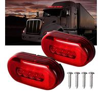nifeida 2Pcs 4x2 Oval Red LED Side Marker Light 10 Diodes Surface Mount Waterproof Clearance Lights For RV Trailer Truck Camper Identification Light, Black Base