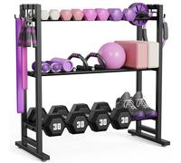 niffgaff 3 Tier Adjustable Dumbbell Rack, Weight Rack with Extended Base & Movable Hooks, 450 lb Capacity