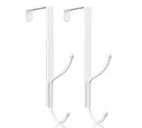 niffgaff Lang Over Door Hook 2-Pack - Heavy Duty Door Hook with Support Pads, 9 Inches Tall Child-Friendly Height, No Drilling Required, Fits Doors Up to 1¾ Inches Thick, Alloy Metal, White