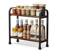 niffgaff Spice Rack Organizer, Wooden Countertop Shelf with Metal Frame | Space Saving Kitchen Storage for Coffee Bar & Small Kitchens, 2-Tier Compact Design
