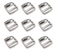 Nifocc 10 Pcs Metal Ladder Lock Buckle Slider Adjustable Webbing Strap Release Buckles Adjustable Zinc Alloy Buckle for Backpack Strap Accessories 1 inch 25mm Silver