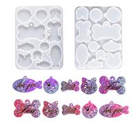 Nifocc 11 Cavities Dog Bone Shaped Tag Resin Mold Dog Bone Keychain Charms Silicone Mold Cat Tag Dog Tag Round Shaped Casting Molds with Hole for DIY Crafts Jewelry Pendant Earring