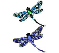 Nifocc 2 Pcs Dragonfly Brooch Pins Rhinestone Animal Brooches Crystal Dragonfly Brooch Elegant Vintage Brooch Lapel Brooch Corsages Badge for Dress Coat Sweater Hats Decor