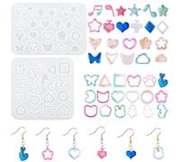 Nifocc 2 Pcs Earrings Resin Molds Jewelry Casting Molds Heart Star Moon Music Note Geometric Pendant Silicone Mold Dangle Drop Crystal Epoxy Mould for DIY Crafts Charms