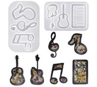 Nifocc 2 PCS Music Note Resin Molds Guitars Piano Musical Instrument Silicone Mold Music Theme Quicksand Shaker Keychain MoldsJewelry Casting Mold for DIY Crafts Ornament