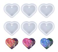 Nifocc 6 PCS Heart Shape Resin Molds Love Heart Keychain Charms Silicone Mold Cute Hearts Casting Molds with Hole for DIY Crafts Jewelry Pendant Earring