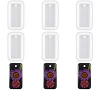 Nifocc 6 Pieces Rectangle Silicone Mould Rectangle Epoxy Resin Moulds Rectangle Key Ring Silicone Mould Jewellery Casting Mould Crystal Casting Mould with Holes for DIY Crafts - Style 2