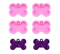 Nifocc Dog Bone Shaped Silicone Mold Dog Bone Keychain Charms Epoxy Resin Molds Dog Tag Casting Molds with Hole for DIY Crafts Making Small Size Pink - 4 PCS
