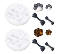 Nifocc Dog Paw Silicone Mold Bone Shape Charms Epoxy Resin Molds Footprint Casting Molds for DIY Crafts - 2 Pcs