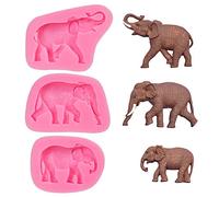 Nifocc Elephant Silicone Mold Elephant Fondant Chocolate Candy Molds Cupcake Decoration Tool for DIY Cake Decoration Polymer Clay - 3 Pcs
