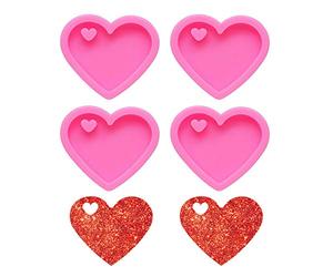 Nifocc Heart Shape Silicone Mold Cute Love Heart Keychain Charms Epoxy Resin Molds Casting Molds with Hole for DIY Crafts Making - 4 PCS
