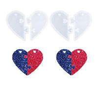 Nifocc Heart Shape Silicone Mold Keychain Charms Epoxy Resin Molds Lovers Heart Shape Puzzle Pendant Casting Molds with Hole for Jewelry Making Keychain Crafts Decoration Making DIY Crafts Tools