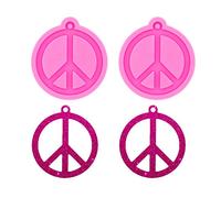 Nifocc Peace Sign Silicone Mold Peace Sign Keychain Charms Epoxy Resin Molds Luggage Bag Tag Casting Molds with Hole for DIY Crafts Making - 2 PCS